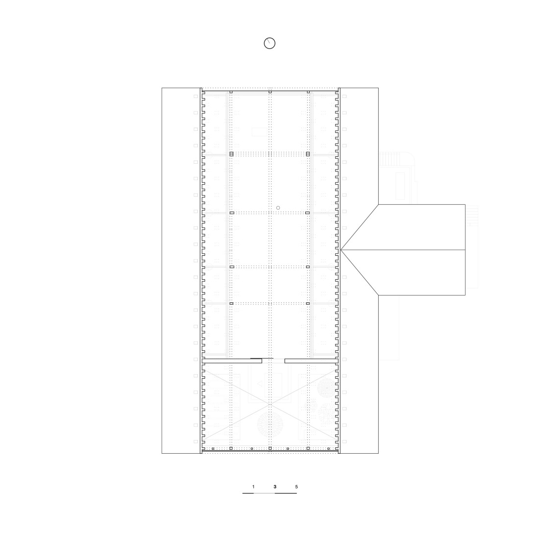 Plano de planta de la cubierta. La Granja Invertida por Bard Yersin Architectes.