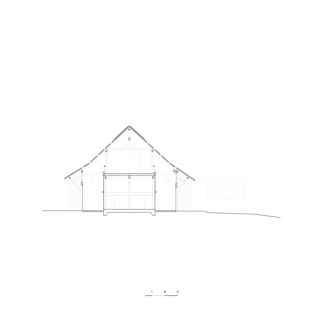 Sección. La Granja Invertida por Bard Yersin Architectes.