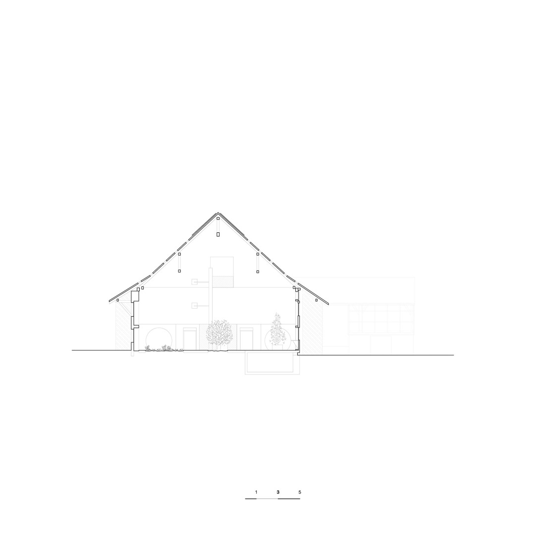 Sección. La Granja Invertida por Bard Yersin Architectes.