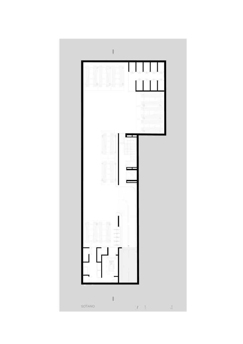 Plano de planta sótano. Guanajuato 194 por Bloqe Arquitectura.