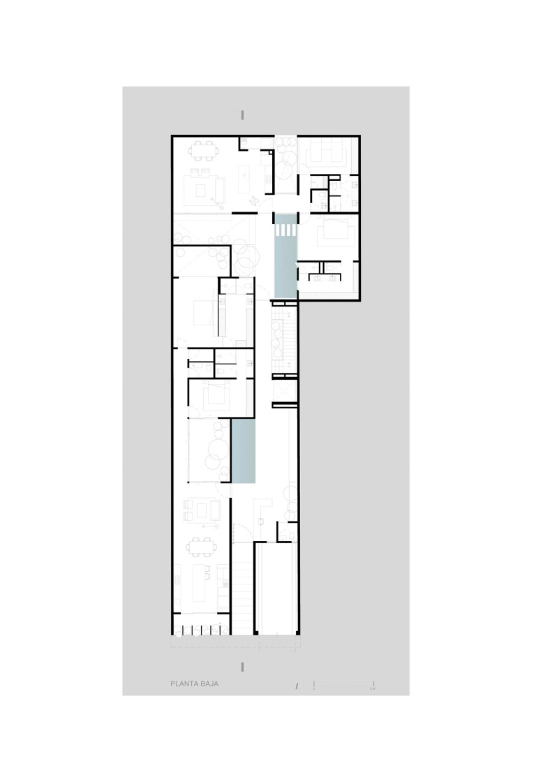 Plano de planta baja. Guanajuato 194 por Bloqe Arquitectura.