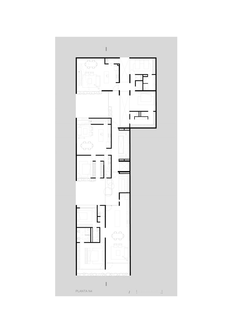 Plano de cuarta planta. Guanajuato 194 por Bloqe Arquitectura.