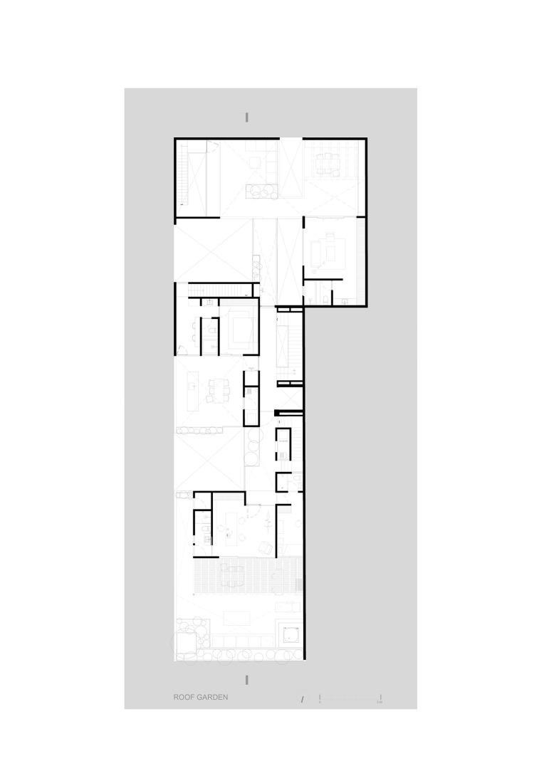 Plano de planta de cubierta. Guanajuato 194 por Bloqe Arquitectura.