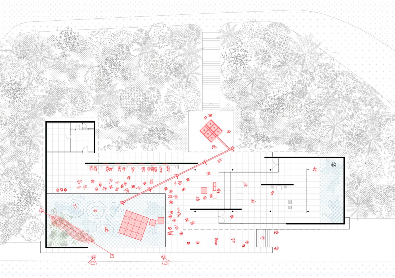 Plano de planta de la intervención. «Plou Prou?» por Cierto Estudio + h3o architects + Metrònom.