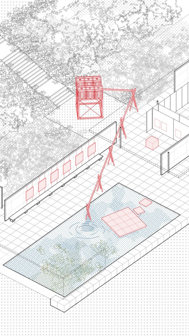 Axonometría. «Plou Prou?» por Cierto Estudio + h3o architects + Metrònom.