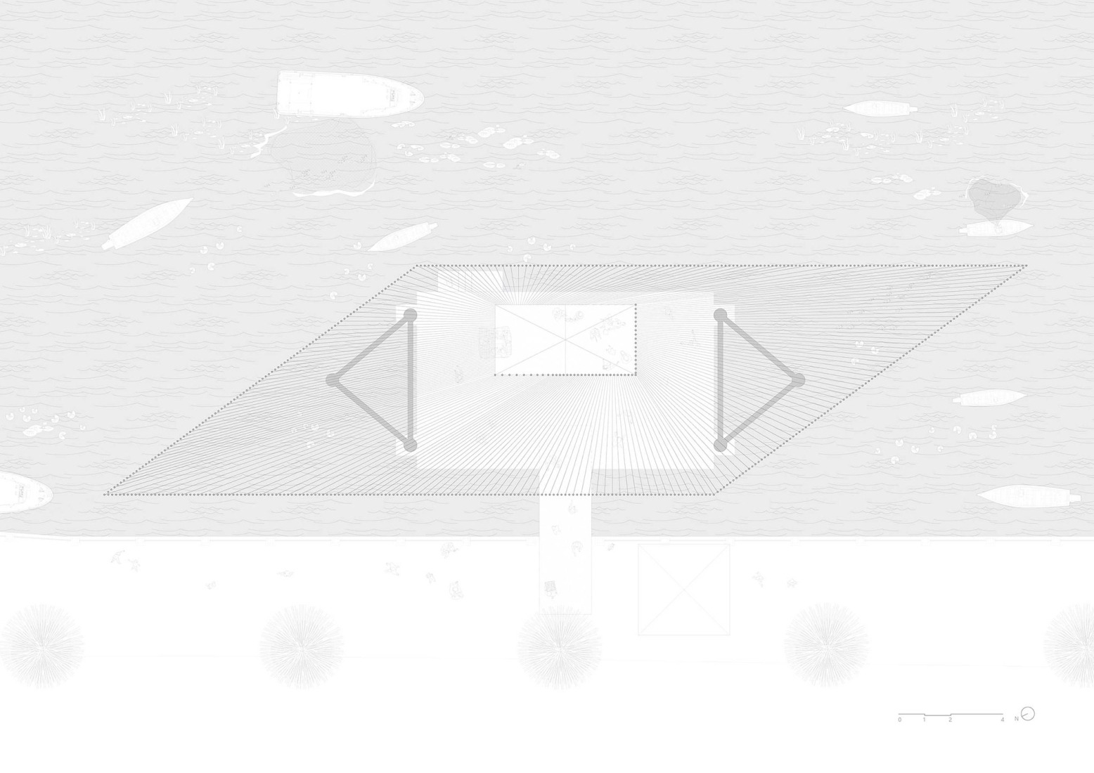 Rooftop floor plan. Pattani Fishermen Community Hub by HAS design and research.