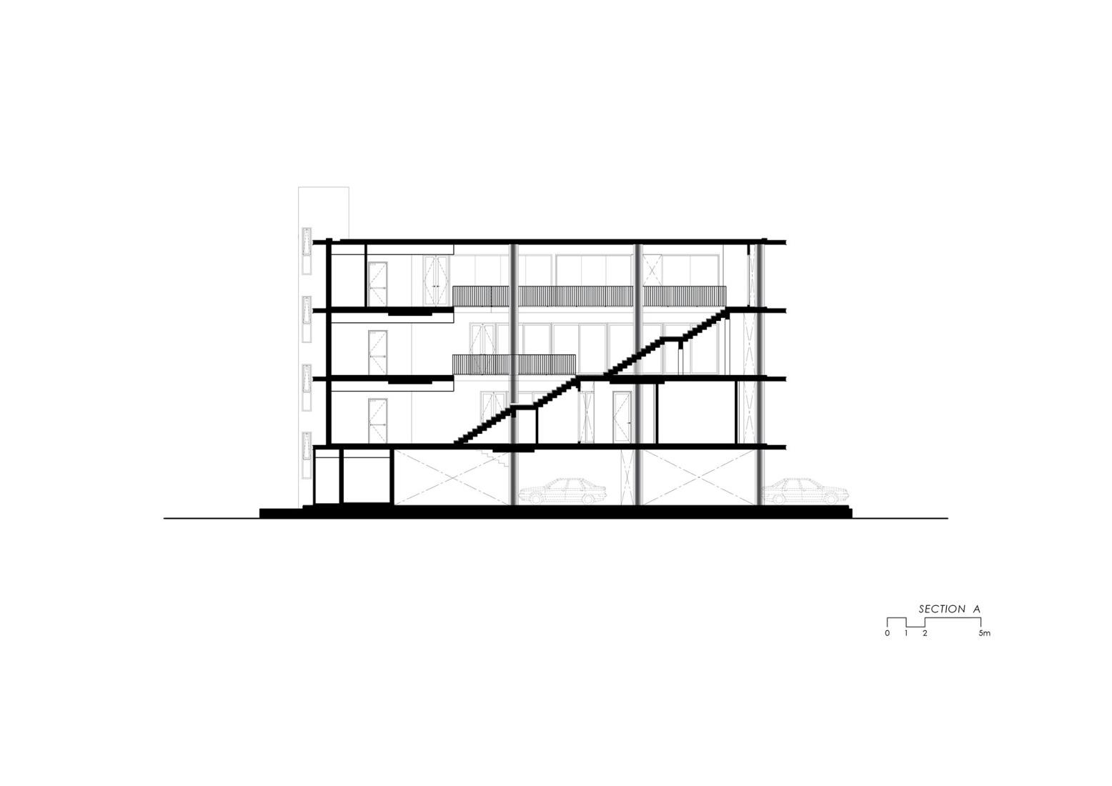 Cross section. "NICE CALL (NCP)" by Junsekino Architect and Design. 