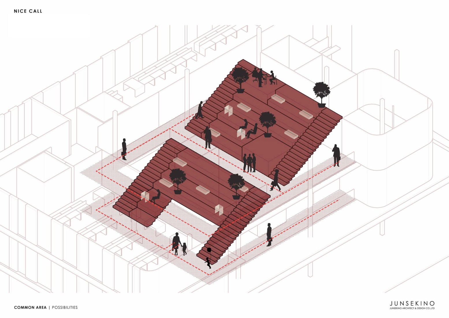 Axonometric diagram. "NICE CALL (NCP)" by Junsekino Architect and Design. 