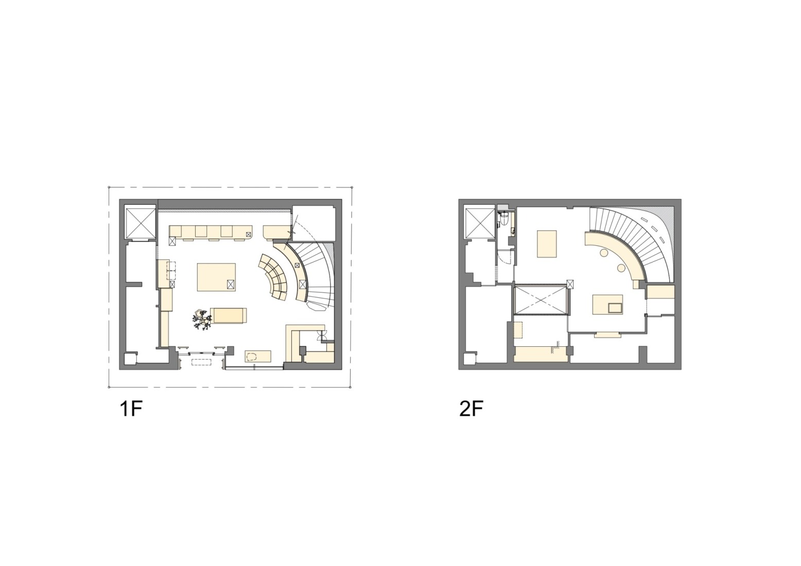 Plano de primera y segunda plantas. Kayanoya Ginza por KKAA. 