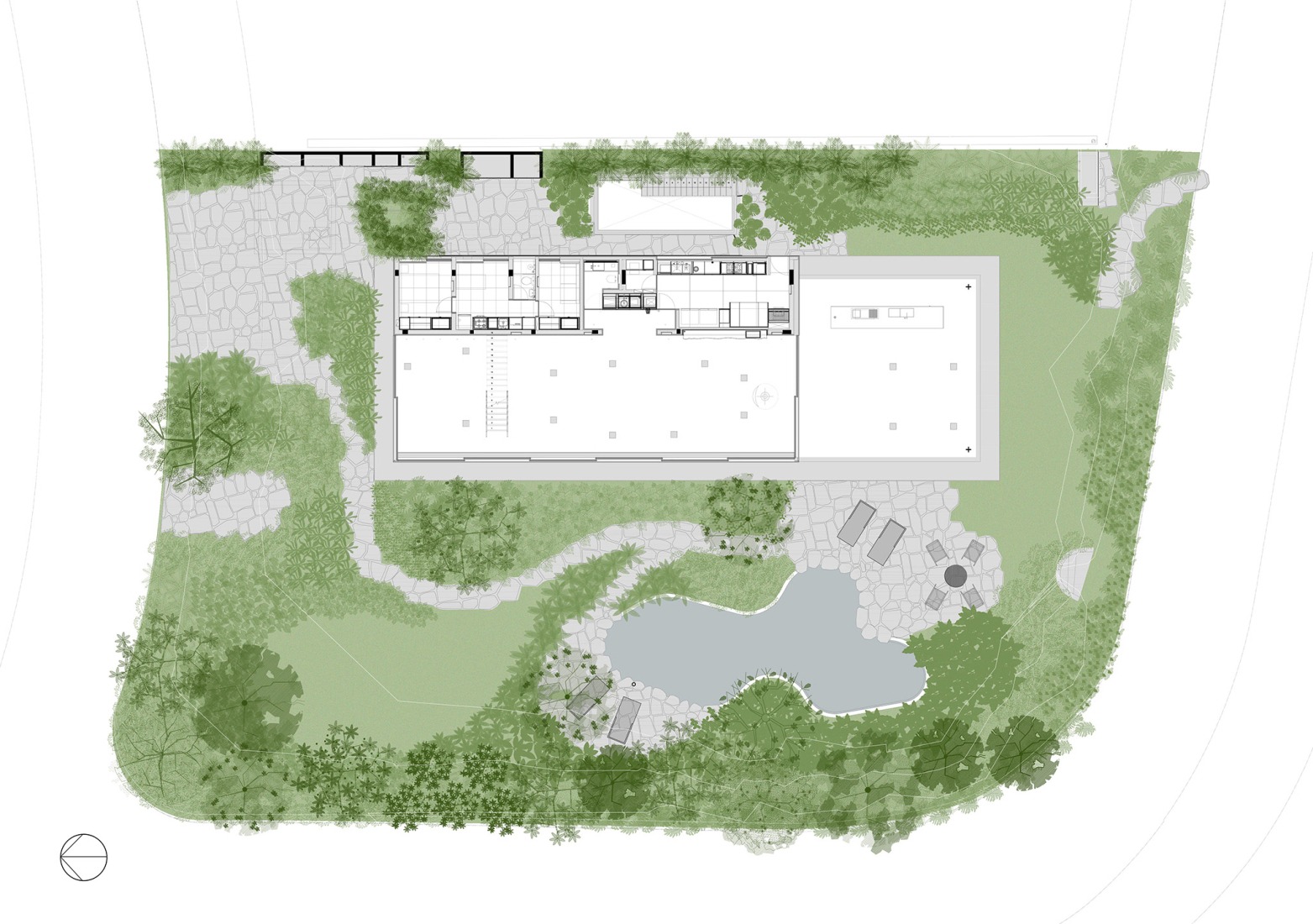 Site and ground floor plan. Biribinhas House by MK27.