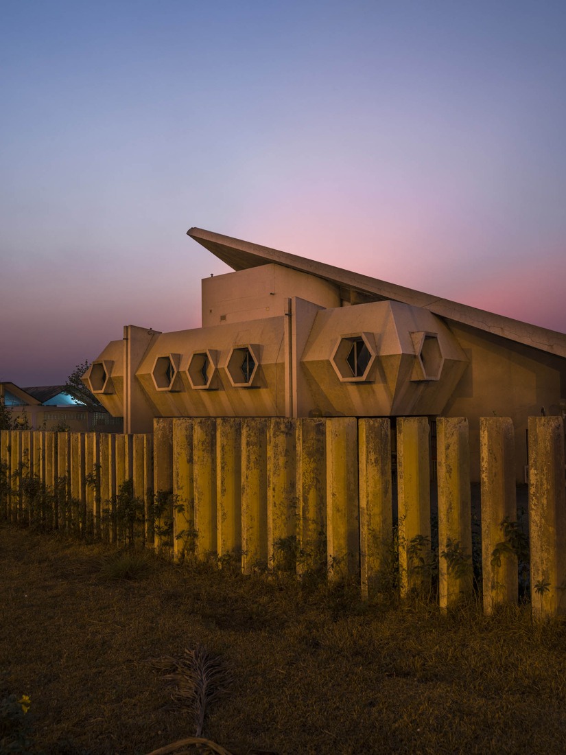 Lycée Mamie Adjoua auditorium, Yamoussoukro, Côte d’Ivoire. Completed c. 1978. Jean Léon (1937–2002). 2025. Photograph by François-Xavier Gbré.
