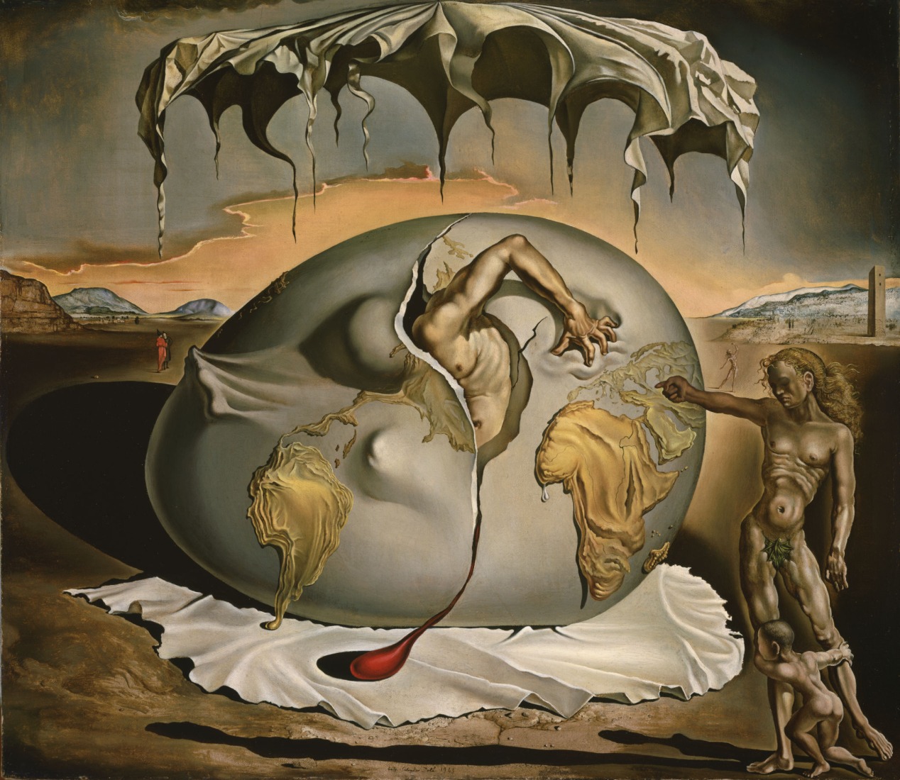 Salvador Dalí, Geopoliticus Child Watching the Birth of the New Man, 1943. Oil on canvas, 18 × 20 1/2 in (45.72 × 52 cm). The Dalí Museum, St. Petersburg, FL. Gift of A. Reynolds & Eleanor Morse, 2000.9