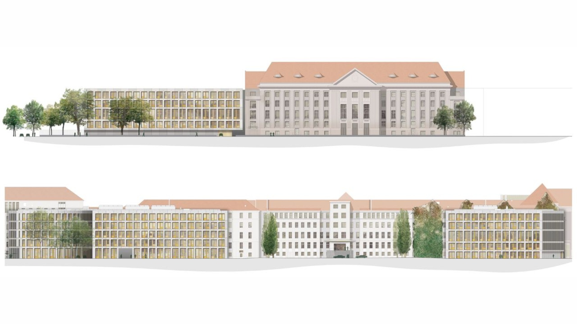 Elevations. Extension of the Federal Ministry of Defence’s Berlin offices by Sauerbruch Hutton. 