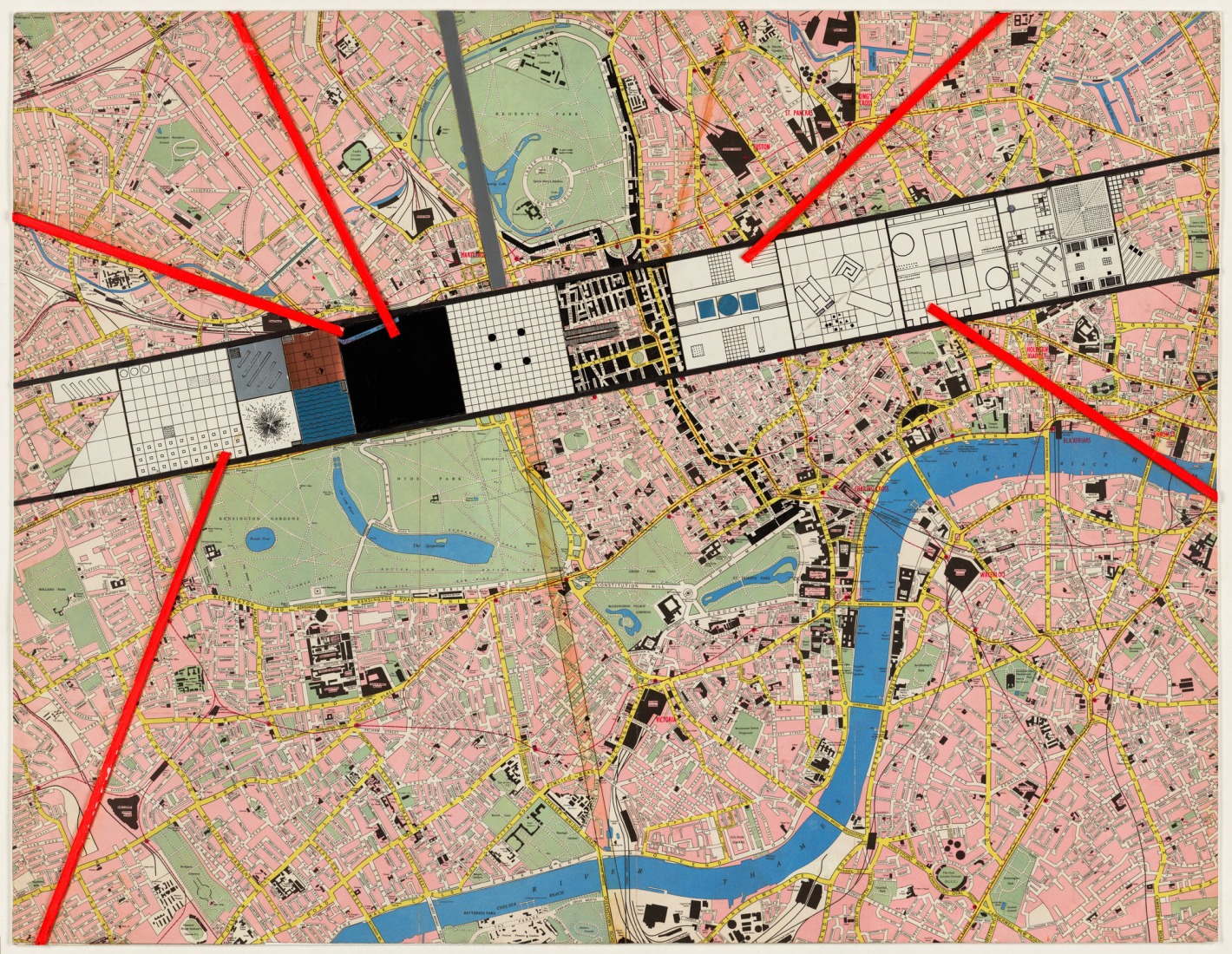 Exodus, or the Voluntary Prisoners of Architecture: The Strip  1972. Rem Koolhaas, Elia Zenghelis, Madelon Vriesendorp, Zoe Zenghelis. (50.2 x 65.7 cm).