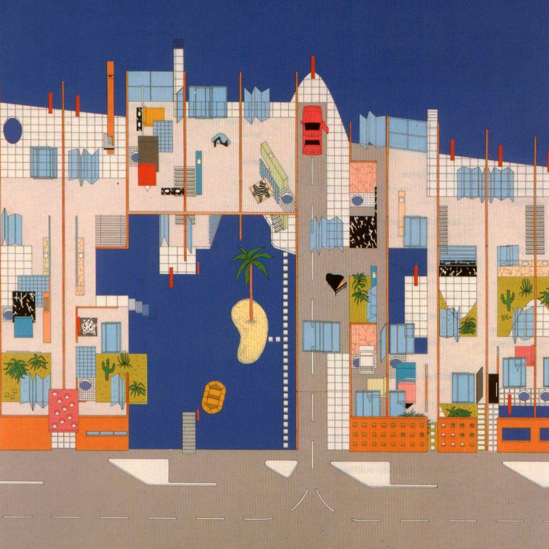 Las Terrenas Resort, Dominican Republic, 1989, by Elia Zenghelis and Eleni Gigantes.