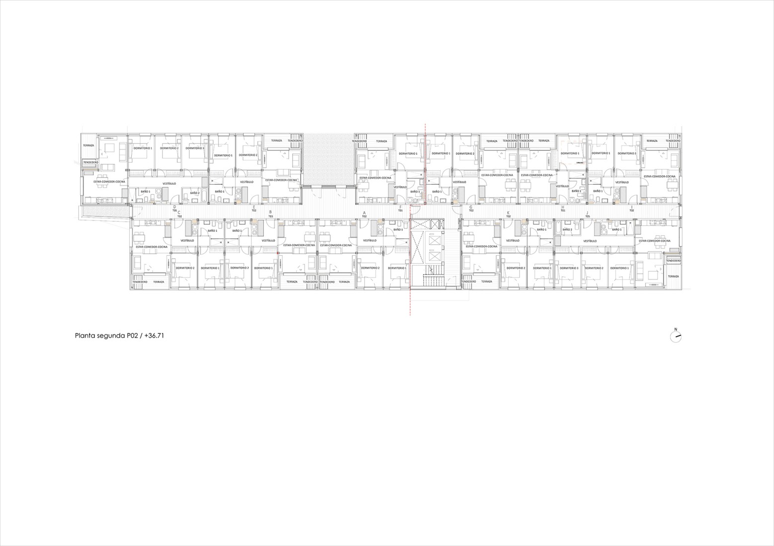 Typical floor plan. Social housing in Sopela by BIEME + XLark.