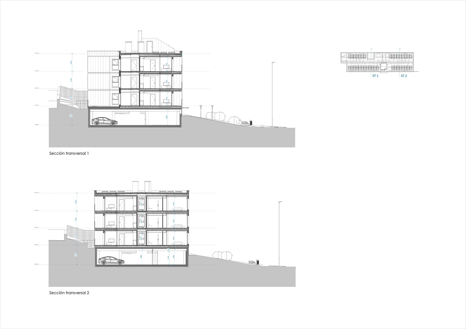 Cross sections. Social housing in Sopela by BIEME + XLark.