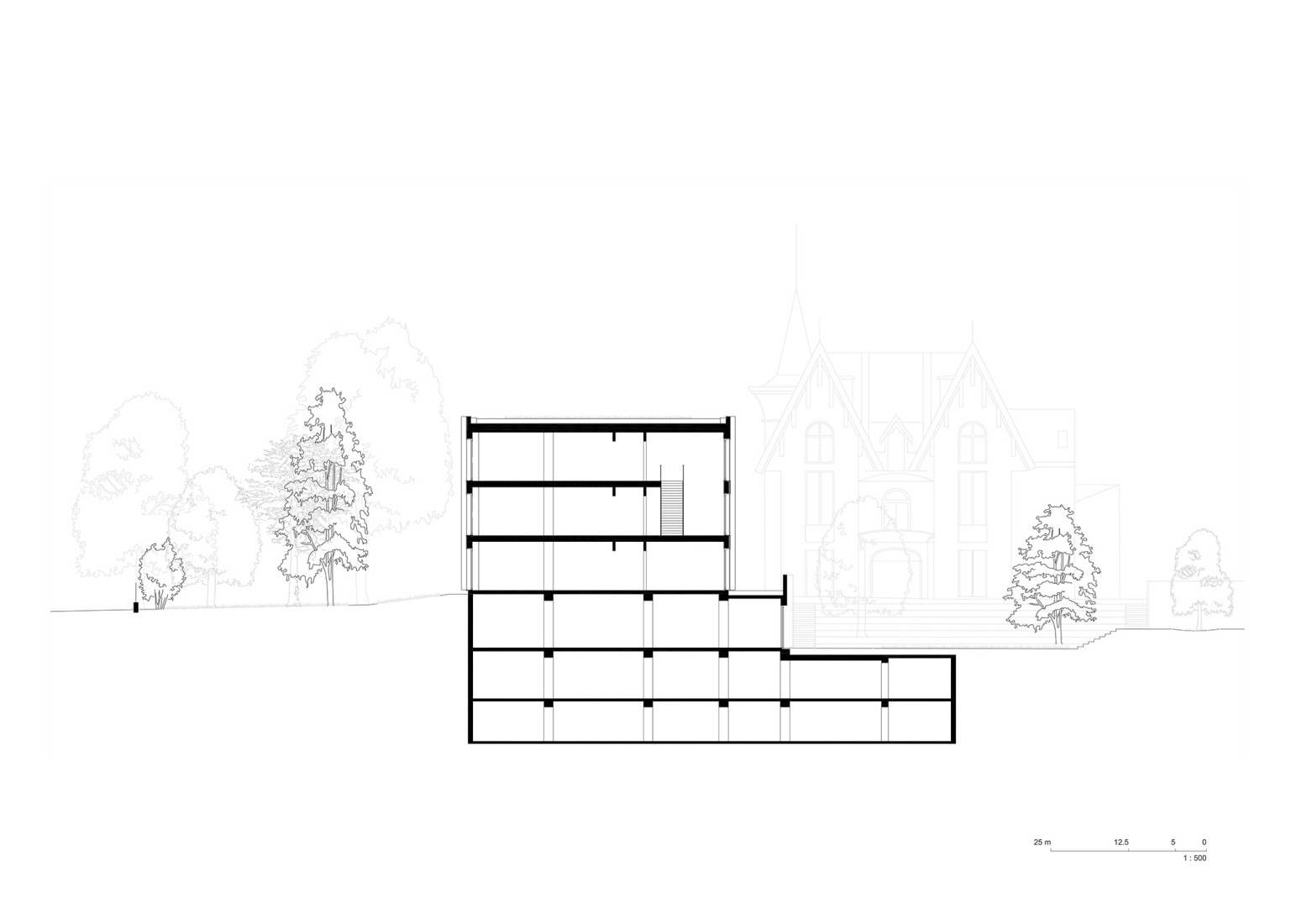 La Grande Orangerie cross section. IXCAMPUS by Baumschlager Eberle Architekten + SAME.