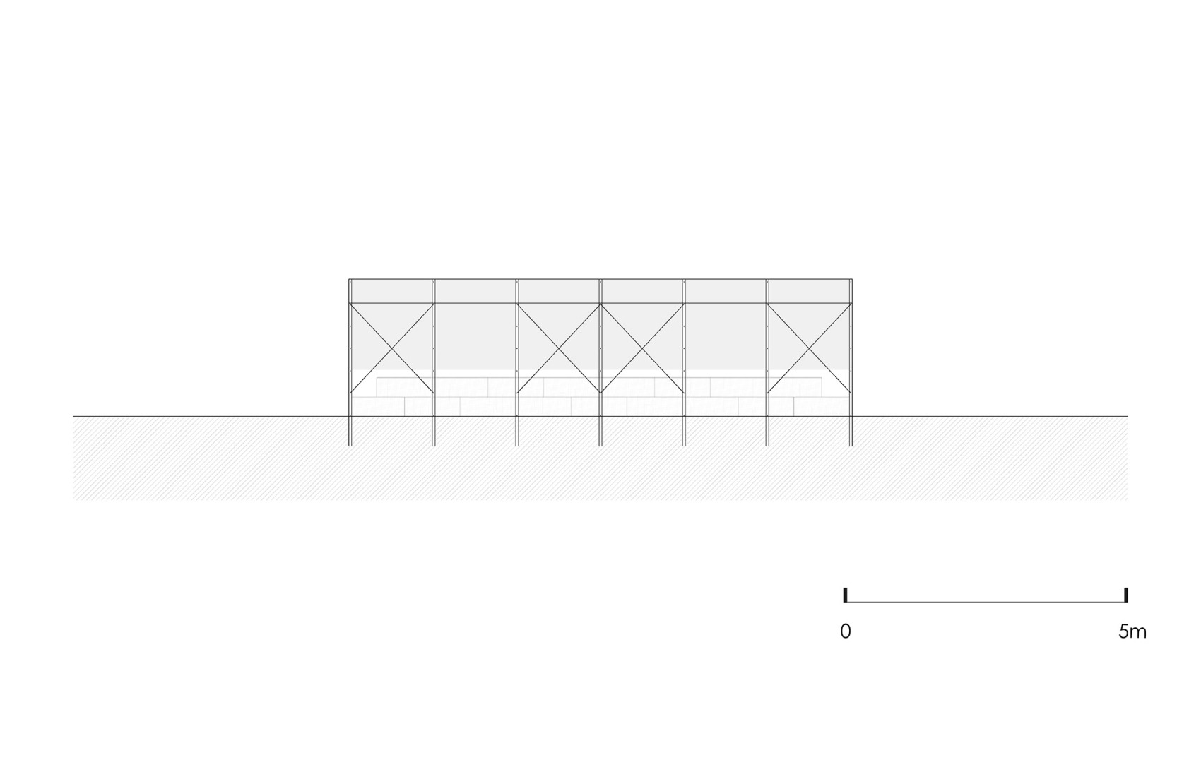 Elevation. Cempasúchil Pavilion by COLAR Colectivo de Arquitectura.