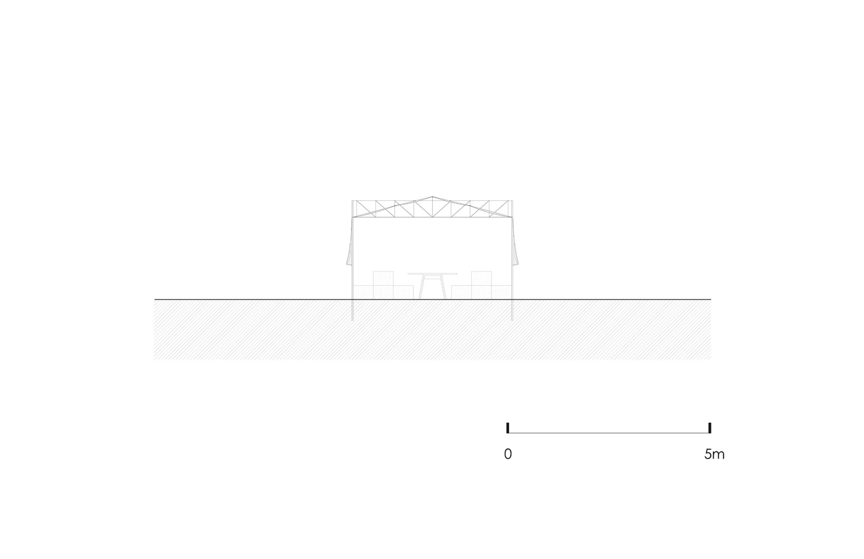 Elevation. Cempasúchil Pavilion by COLAR Colectivo de Arquitectura.
