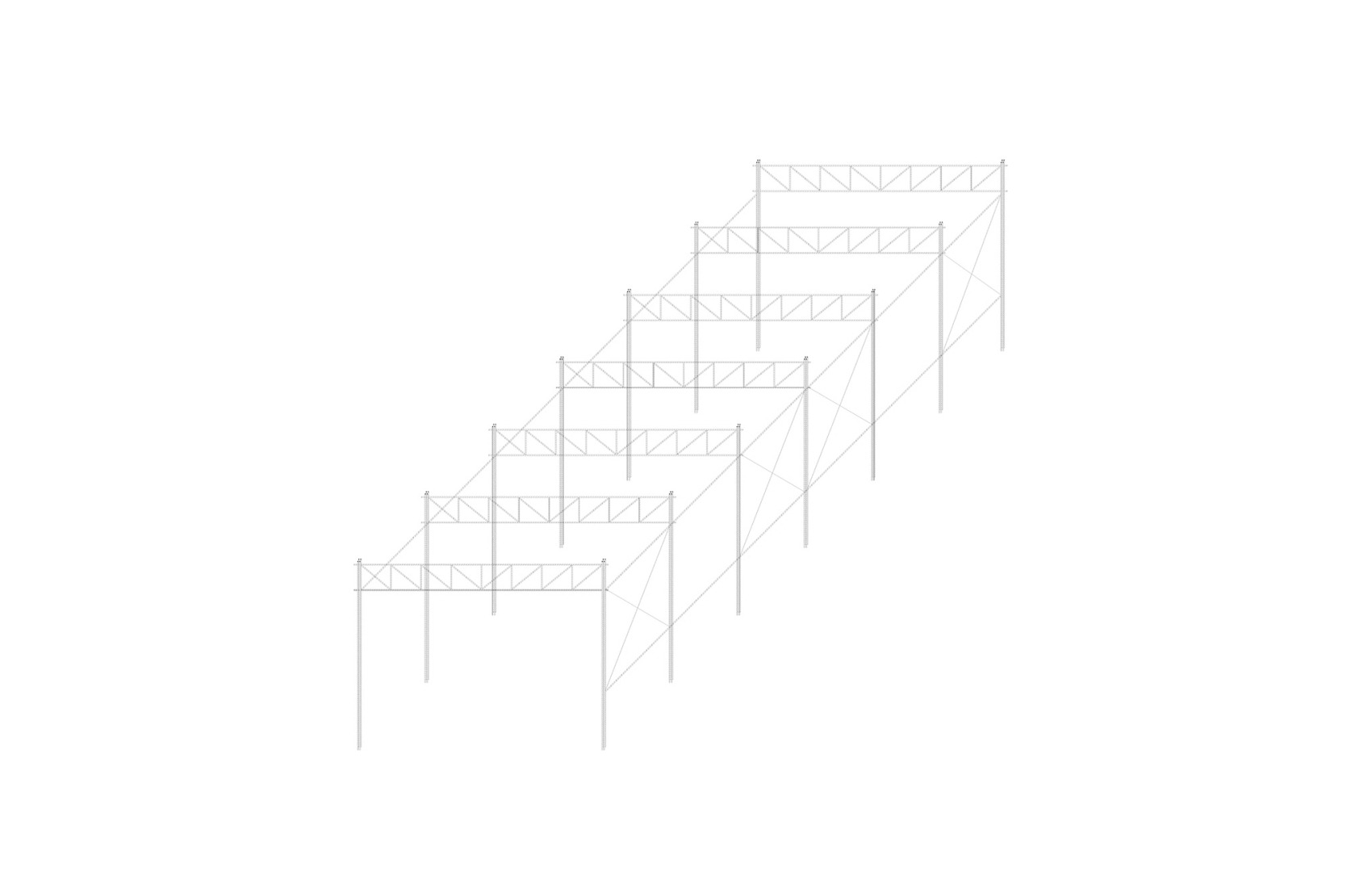 Structure axonometry. Cempasúchil Pavilion by COLAR Colectivo de Arquitectura.