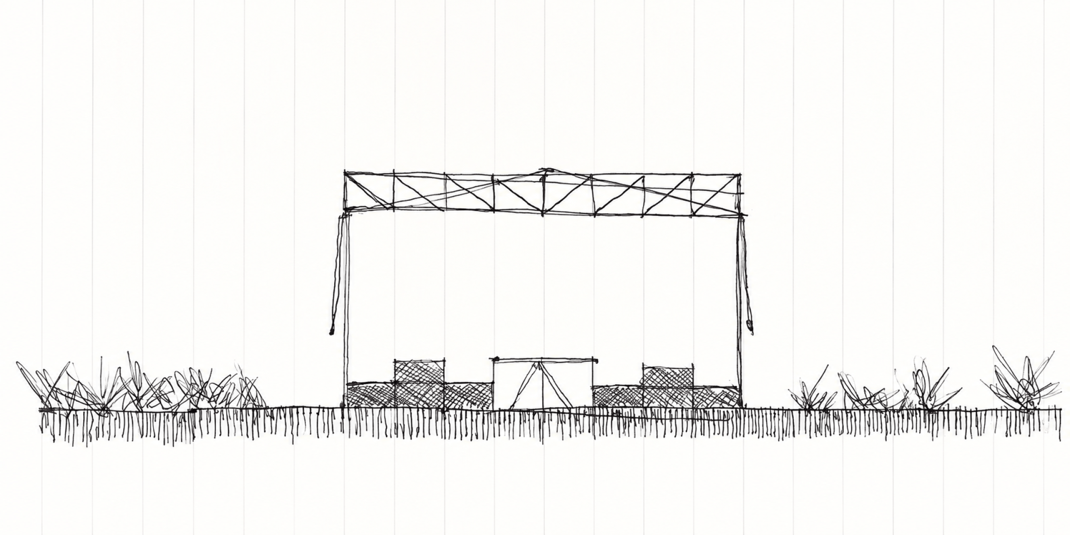 Sketch. Cempasúchil Pavilion by COLAR Colectivo de Arquitectura.