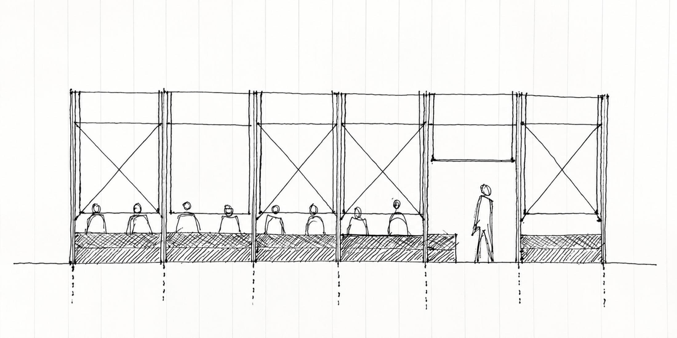 Sketch. Cempasúchil Pavilion by COLAR Colectivo de Arquitectura.
