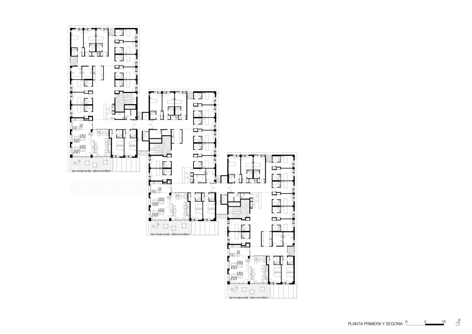 First and second floor plan. Josefa Puigpelat "Teresina" Residence by Coll-Leclerc.
