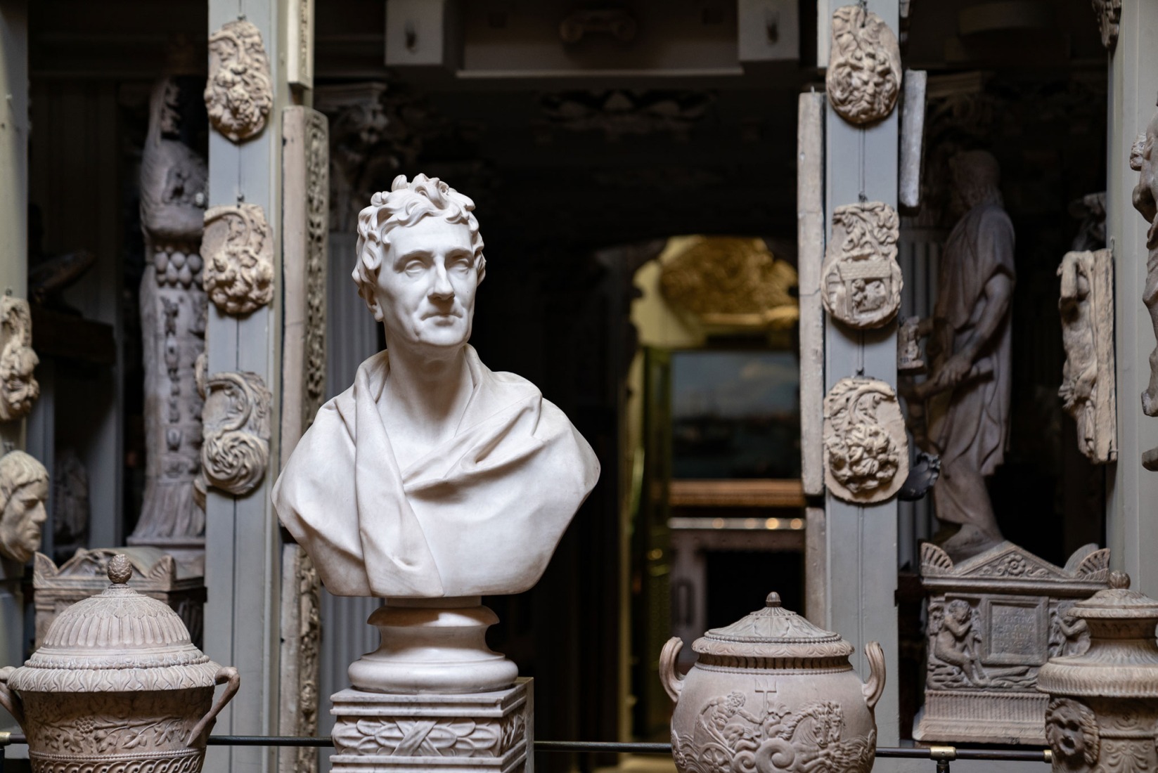 The bust of Sir John Soane, by the sculptor Francis Chantrey. Photograph by John Stead.