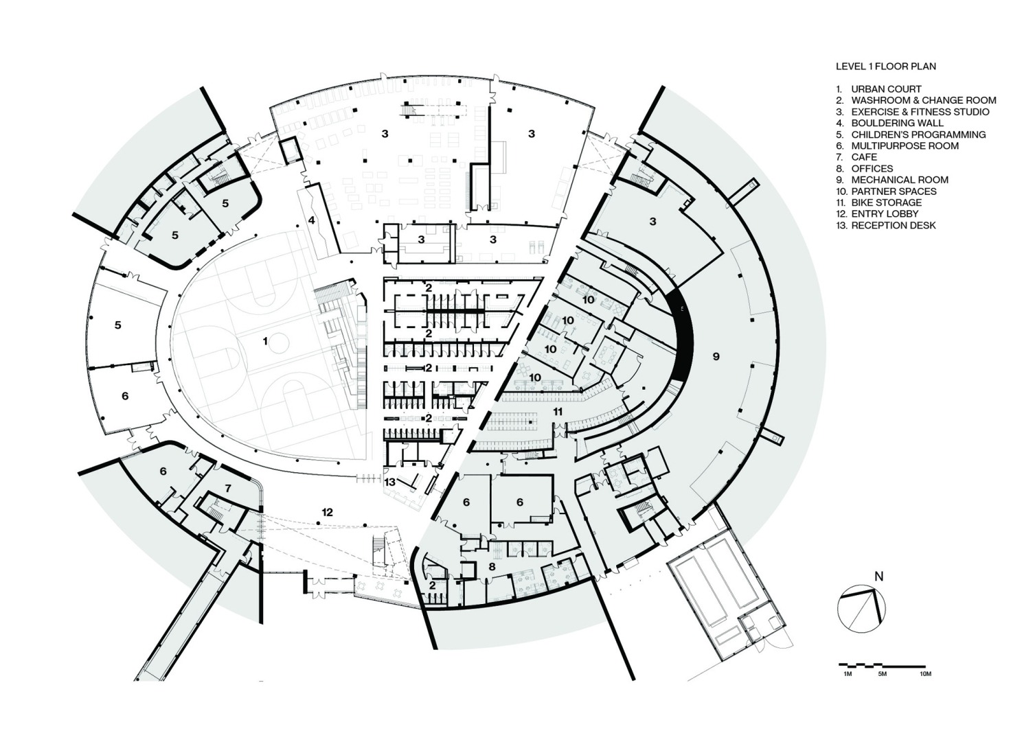 First floor plan. Coronation Park by HCMA + Dub Architects + FaulknerBrowns.
