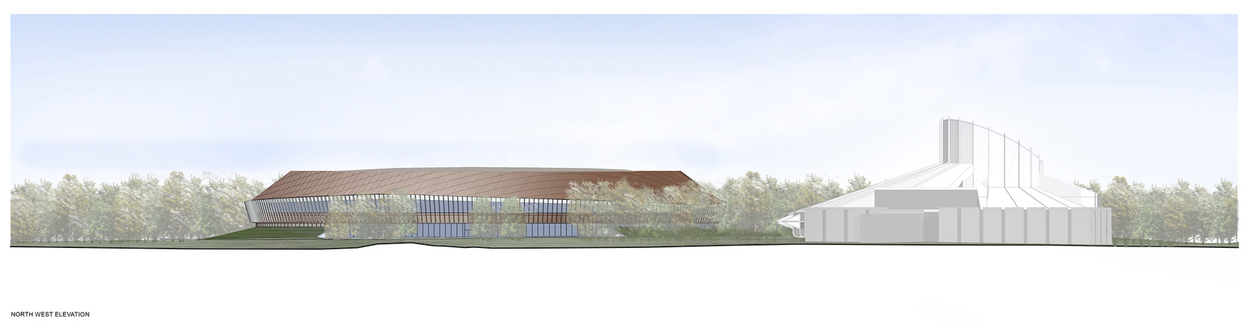 Northwest elevation. Coronation Park by HCMA + Dub Architects + FaulknerBrowns.
