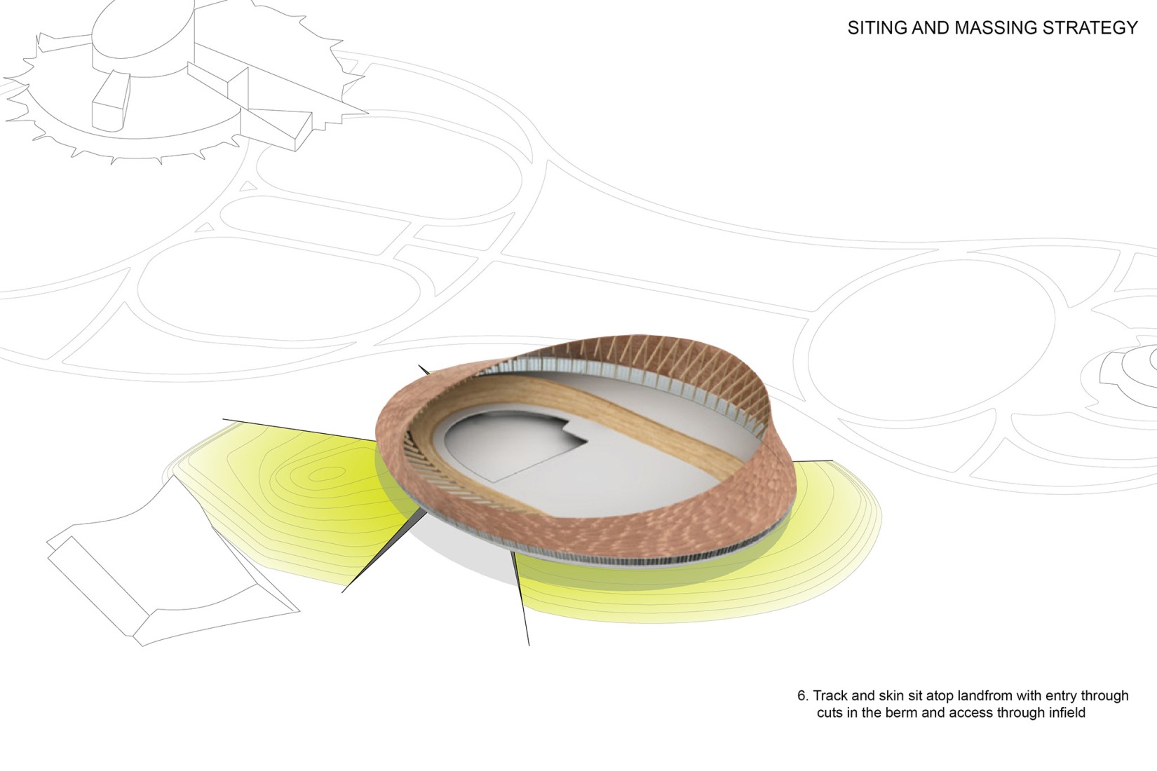 Massing diagram. Coronation Park by HCMA + Dub Architects + FaulknerBrowns.