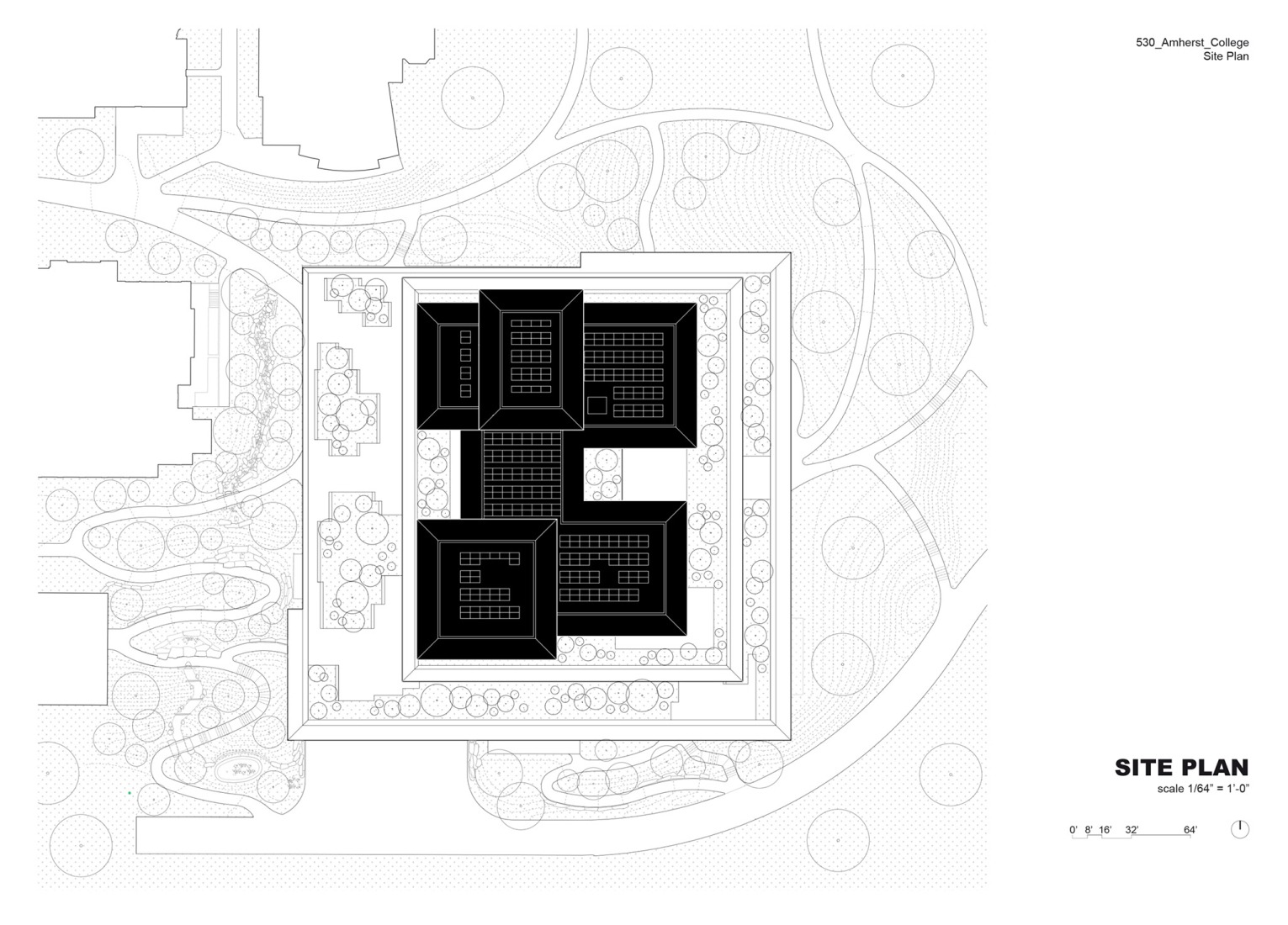 Site plan. Amherst College by Herzog & de Meuron.