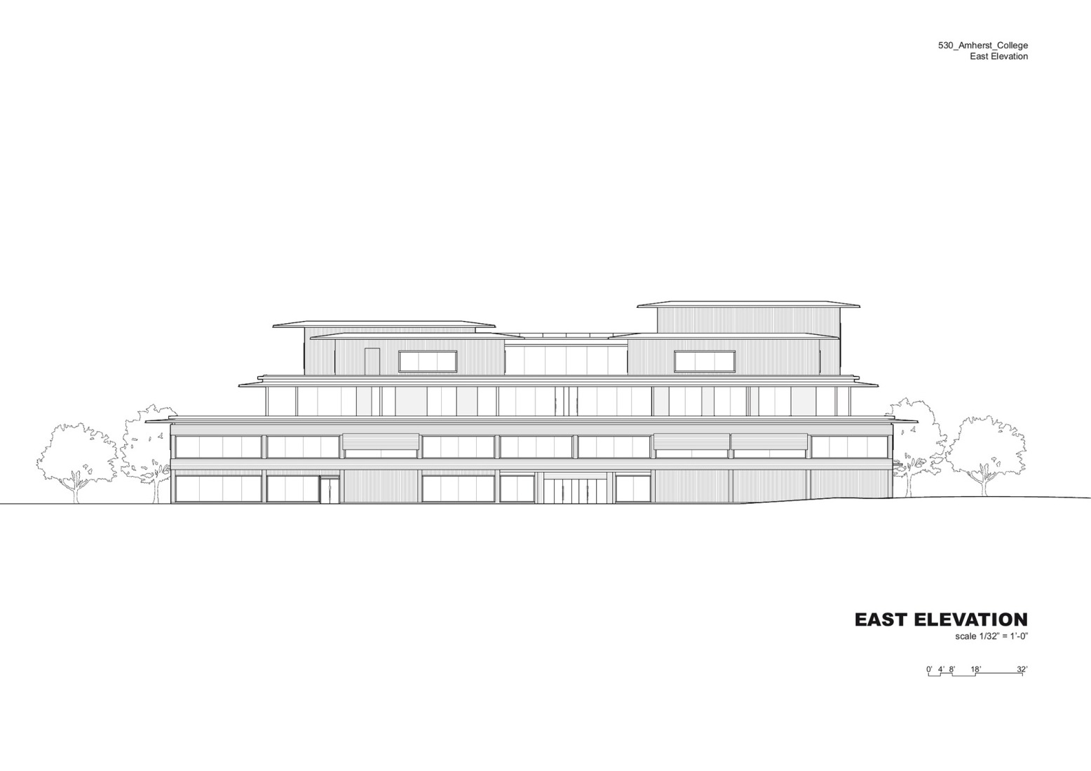 East elevation. Amherst College by Herzog & de Meuron.