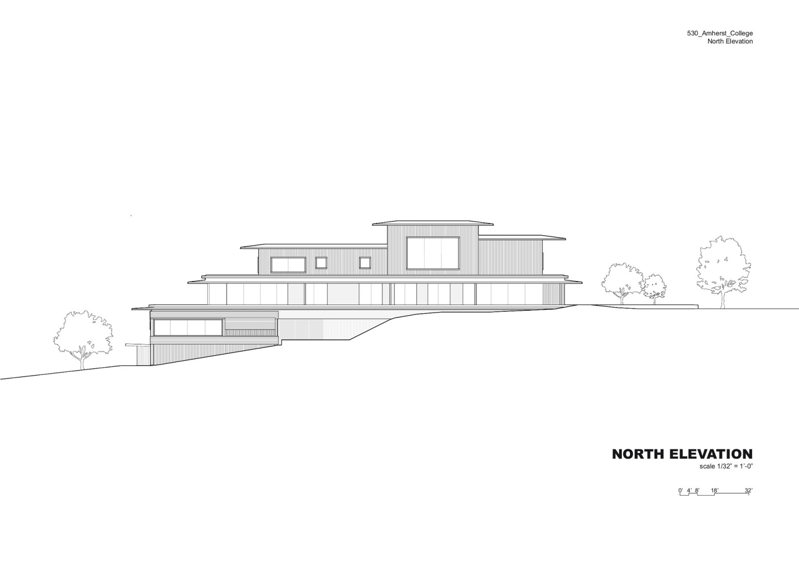 North elevation. Amherst College by Herzog & de Meuron.