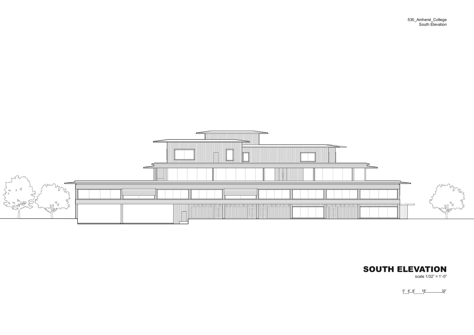 South elevation. Amherst College by Herzog & de Meuron.