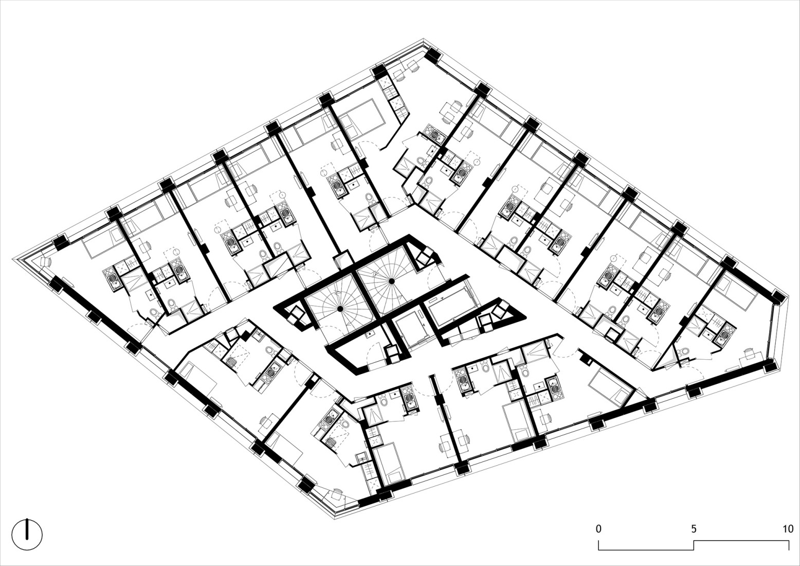 Existing conditions plan – Third floor (Level +3). "La Tour Commune" by Vincent Lavergne + Atelier WOA. Image courtesy of Vincent Lavergne Architecture Urbanisme / Atelier WOA.