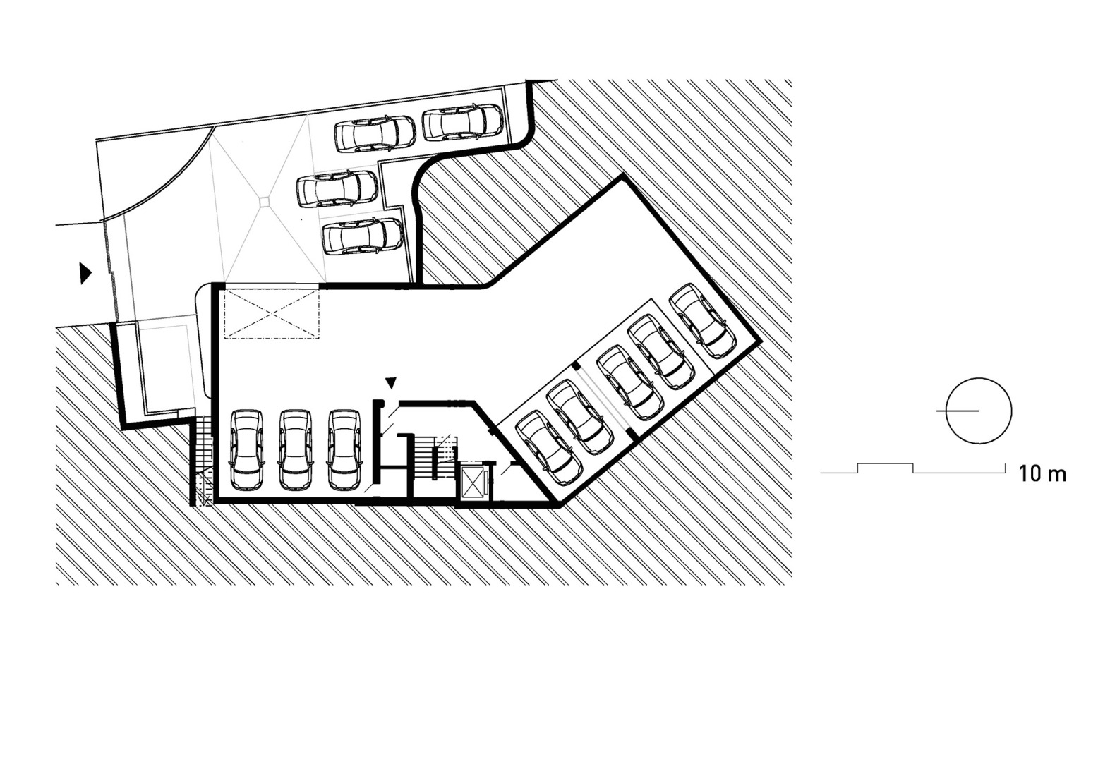 Basement floor plan. Mánesova Apartment Building by OK PLAN ARCHITECTS.