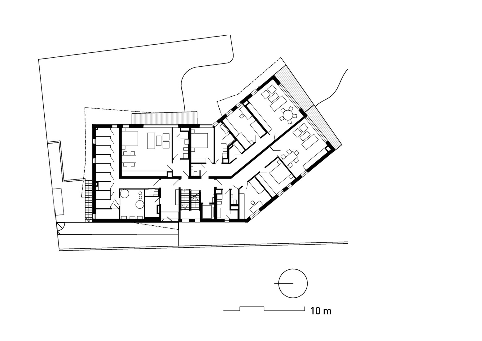 Ground floor plan. Mánesova Apartment Building by OK PLAN ARCHITECTS.