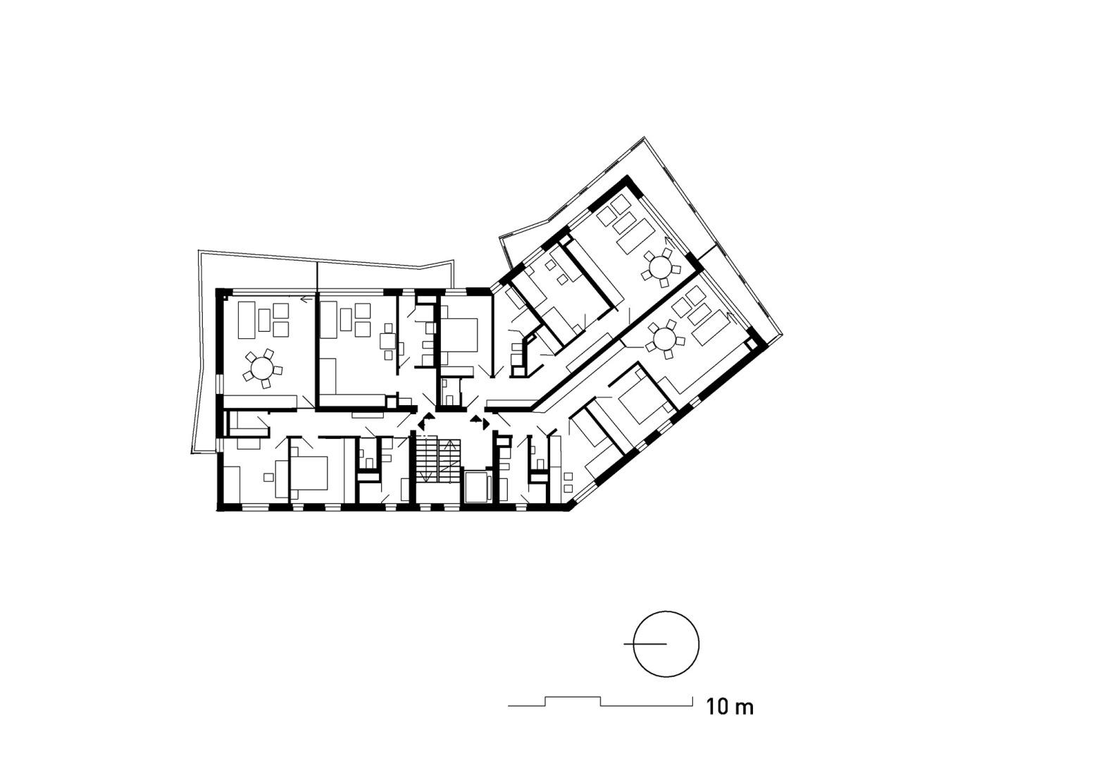 First floor plan. Mánesova Apartment Building by OK PLAN ARCHITECTS.