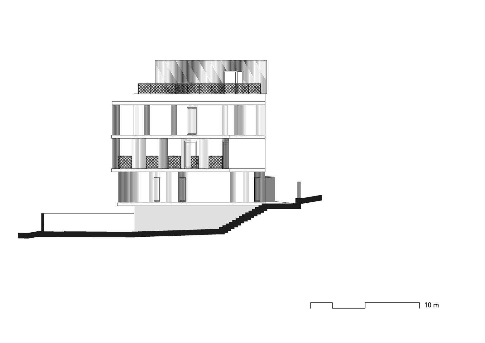 North elevation. Mánesova Apartment Building by OK PLAN ARCHITECTS.