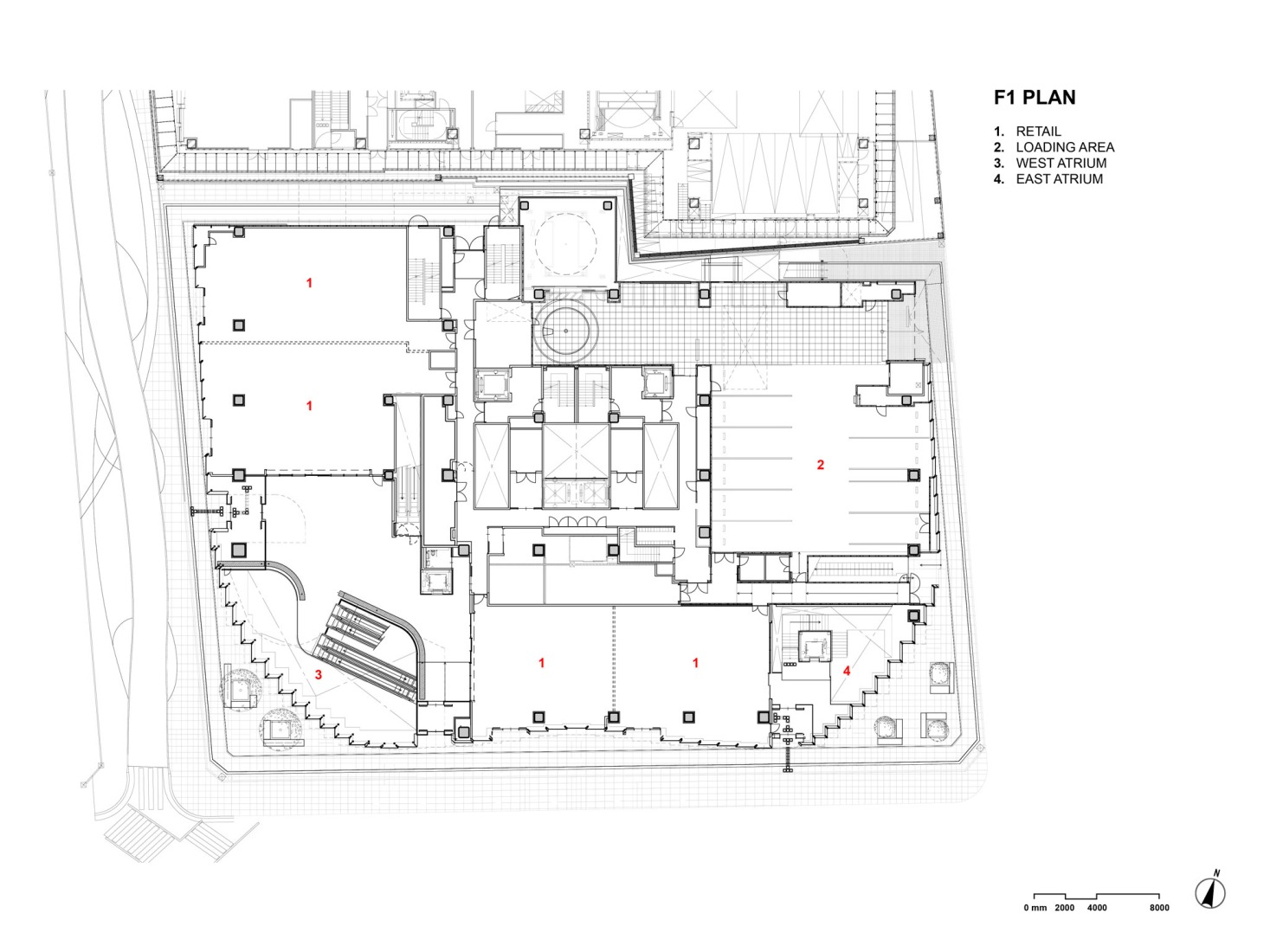Ground floor plan. Tenjin Business Center II by OMA. 