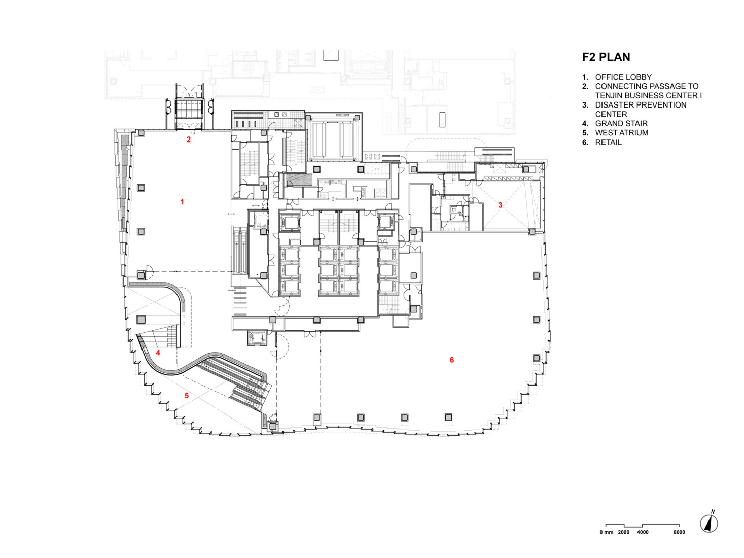 First floor plan. Tenjin Business Center II by OMA. 