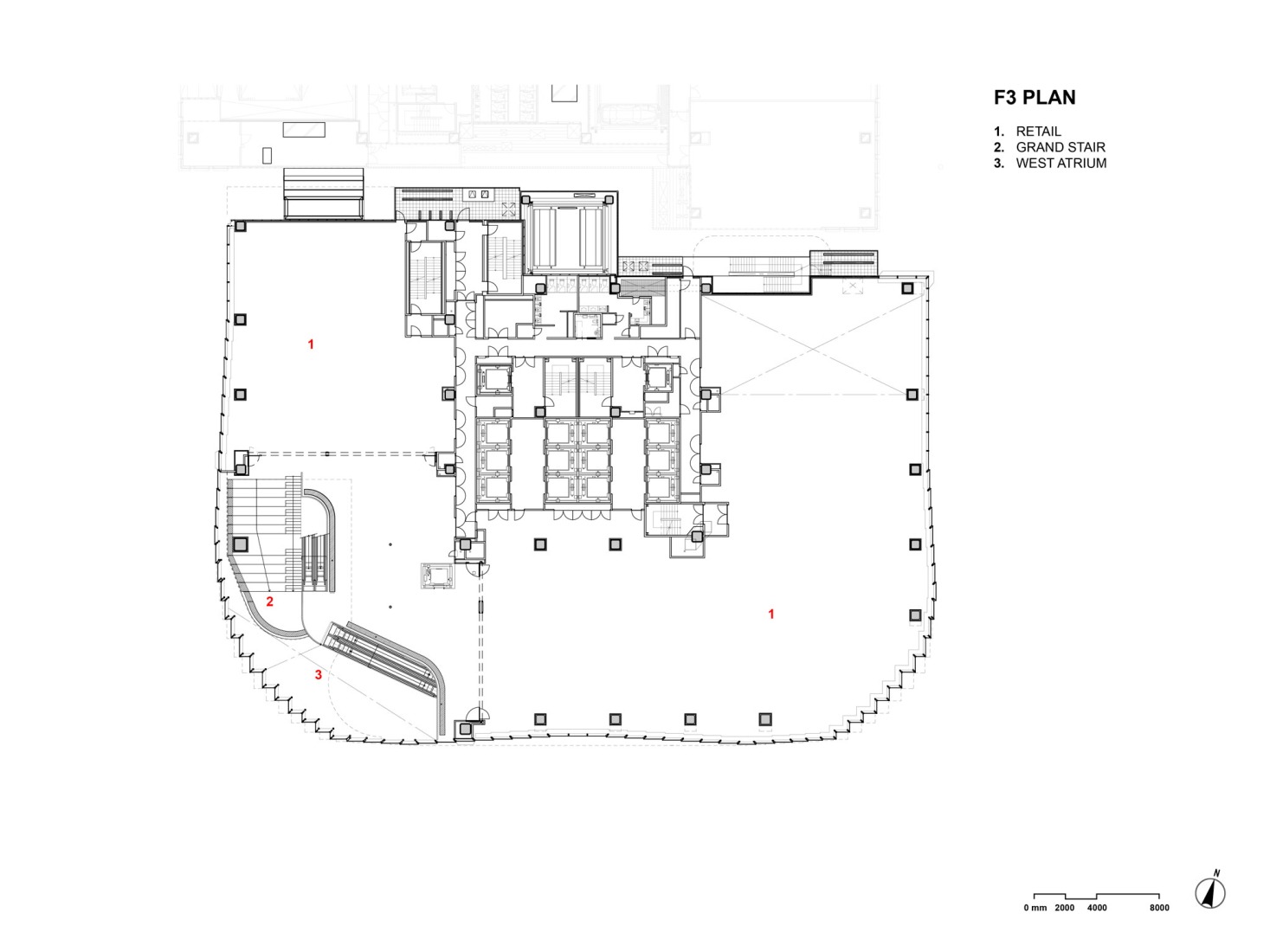 Second floor plan. Tenjin Business Center II by OMA. 