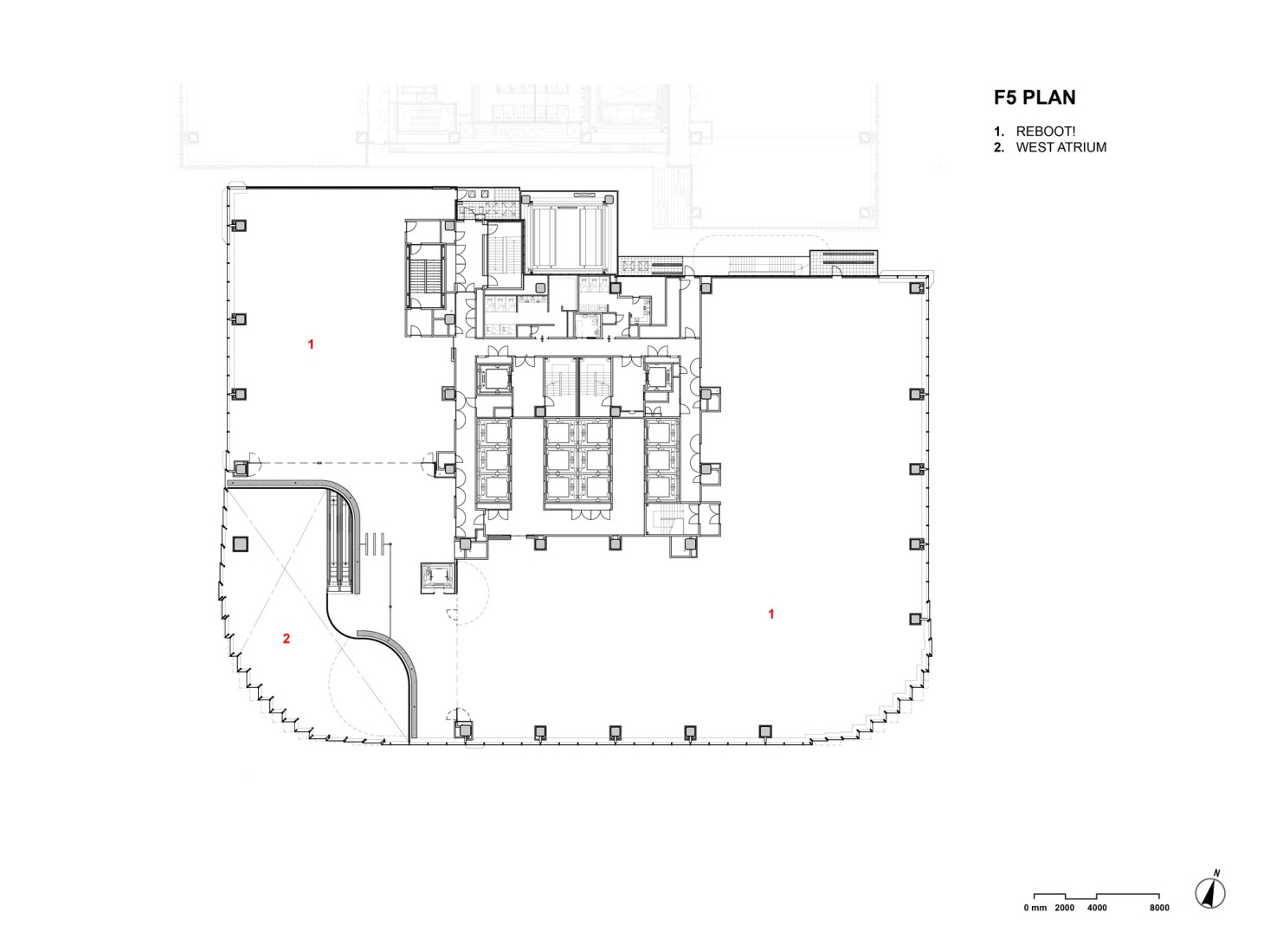Fourth floor plan. Tenjin Business Center II by OMA. 