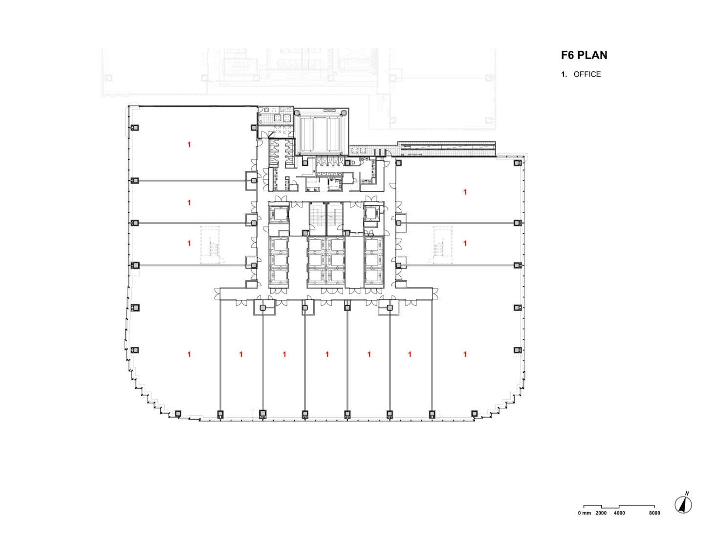 Fifth floor plan. Tenjin Business Center II by OMA. 