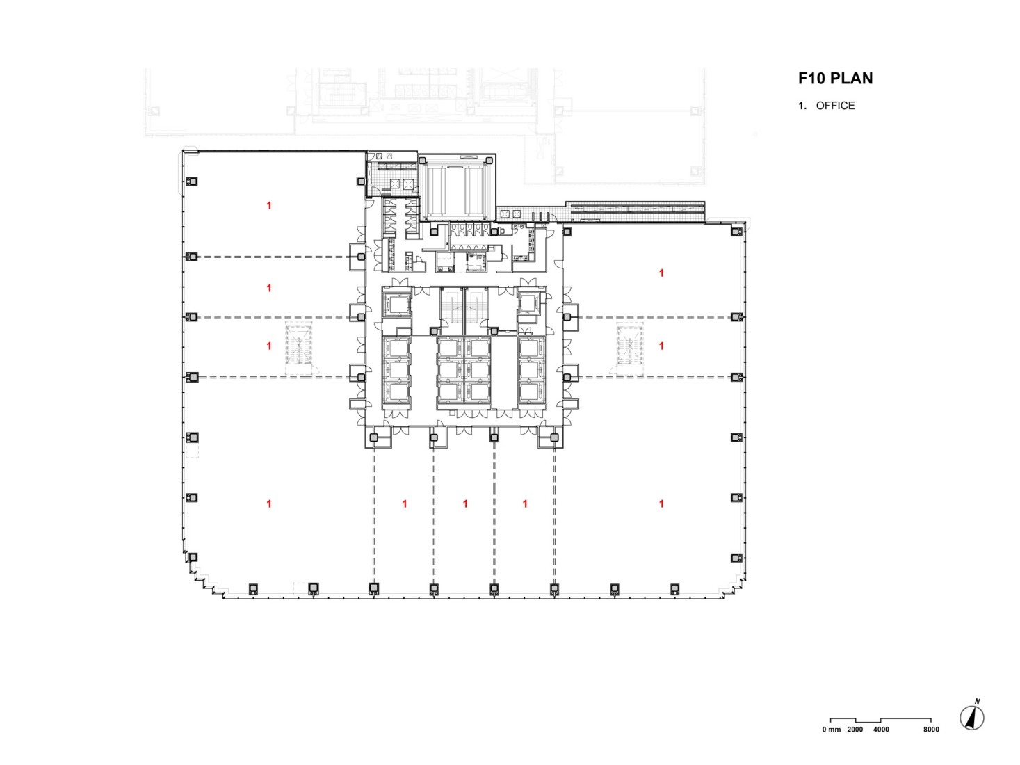 Tenth floor plan. Tenjin Business Center II by OMA. 