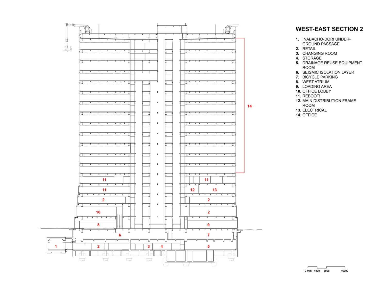 West-East Section 2. Tenjin Business Center II by OMA. 