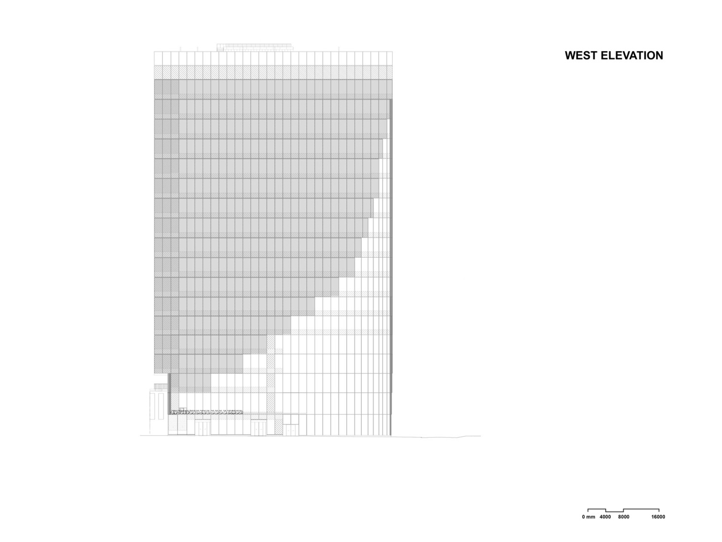 West Elevation. Tenjin Business Center II by OMA. 