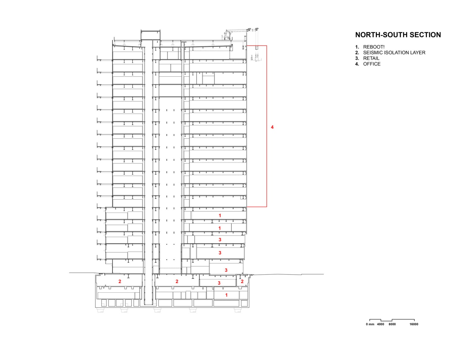 North-South Section 2. Tenjin Business Center II by OMA. 